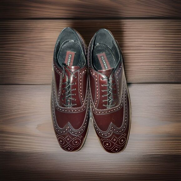 Florsheim Imperial Kenmoor Mens 8 3E Wingtip Shoes Burgundy Leather New - Picture 2 of 8